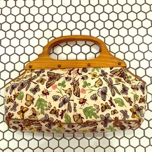 Jcrew butterfly wooden handle bag clutch